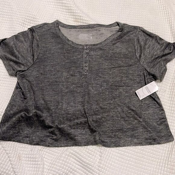 NWT- Jockey -1X. Ribbed Microfiber Stretch Box Crop Tee - Picture 1 of 6